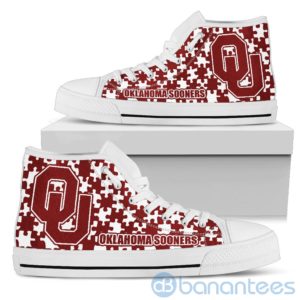 All Over Printed Puzzle Logo Oklahoma Sooners High Top Shoes Product Photo