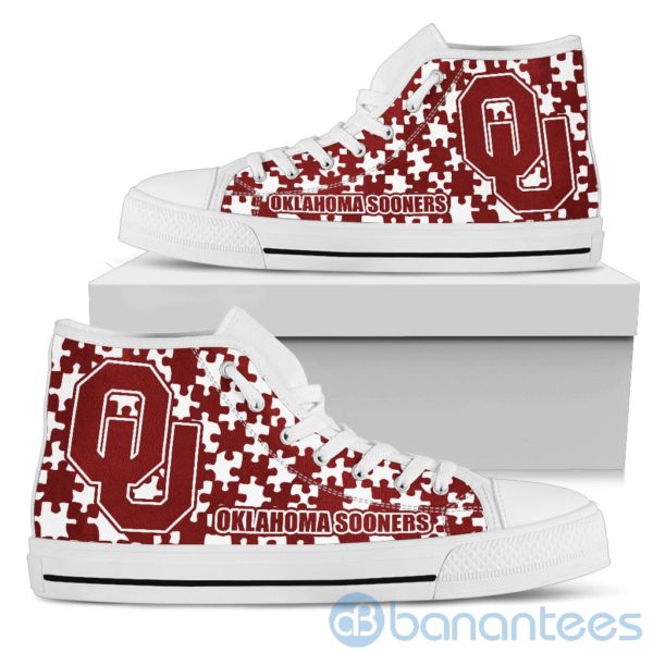 All Over Printed Puzzle Logo Oklahoma Sooners High Top Shoes Product Photo