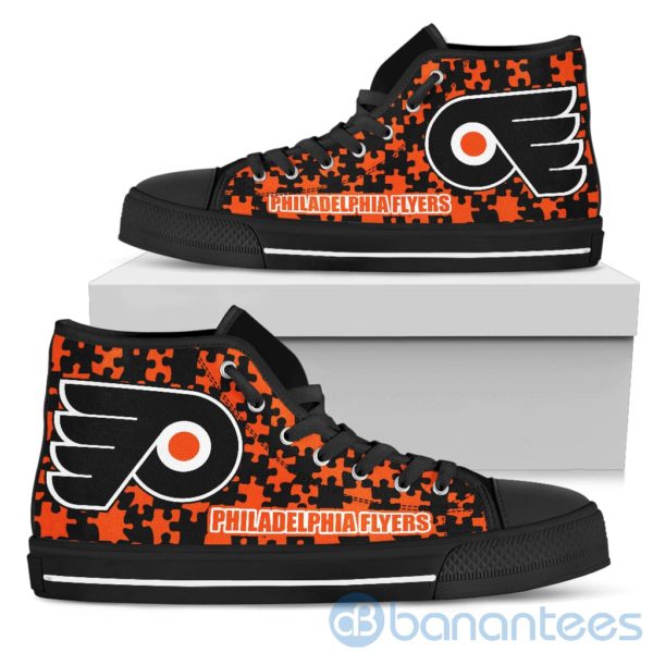 All Over Printed Puzzle Logo Philadelphia Flyers High Top Shoes Product Photo