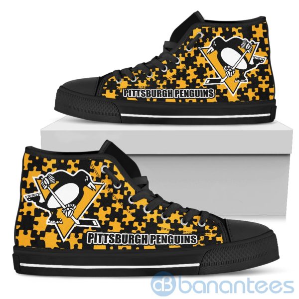 All Over Printed Puzzle Logo Pittsburgh Penguins High Top Shoes Product Photo