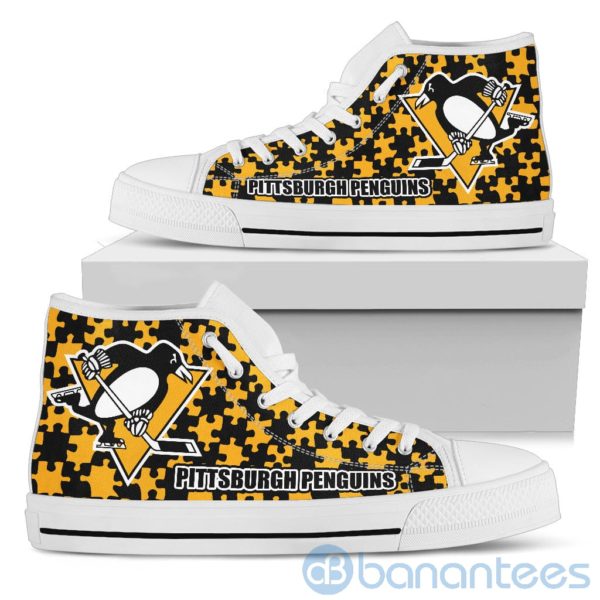 All Over Printed Puzzle Logo Pittsburgh Penguins High Top Shoes Product Photo