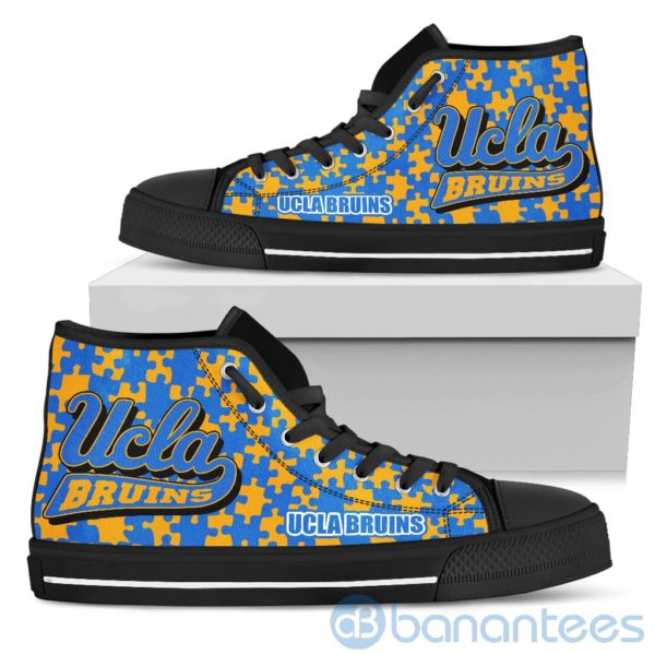 All Over Printed Puzzle Logo UCLA Bruins High Top Shoes Product Photo