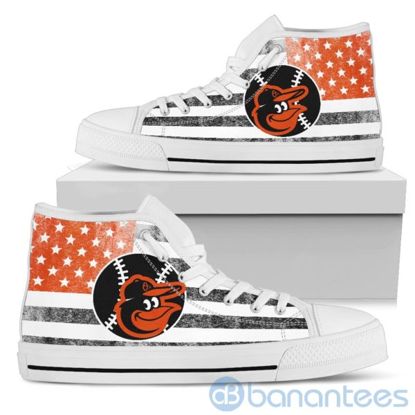 American Flag Style Baltimore Orioles?High Top Shoes Product Photo