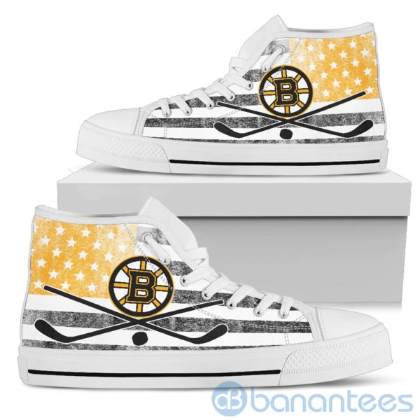 American Flag Style Boston Bruins High Top Shoes Product Photo