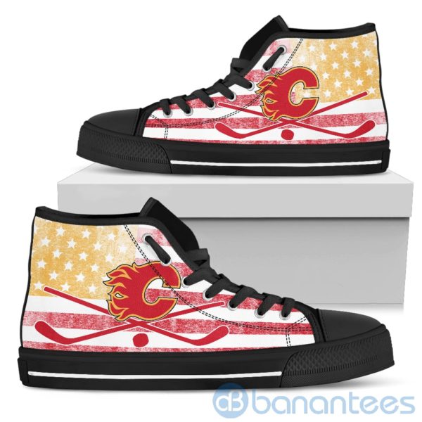 American Flag Style Calgary Flames High Top Shoes Product Photo