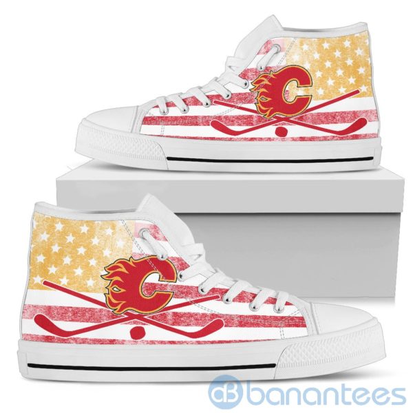 American Flag Style Calgary Flames High Top Shoes Product Photo
