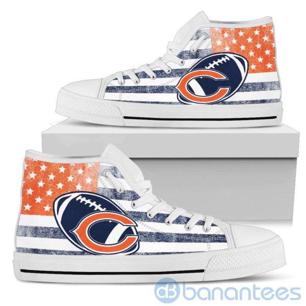 American Flag Style Chicago Bears High Top Shoes Product Photo