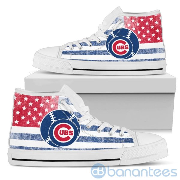 American Flag Style Chicago Cubs?High Top Shoes Product Photo