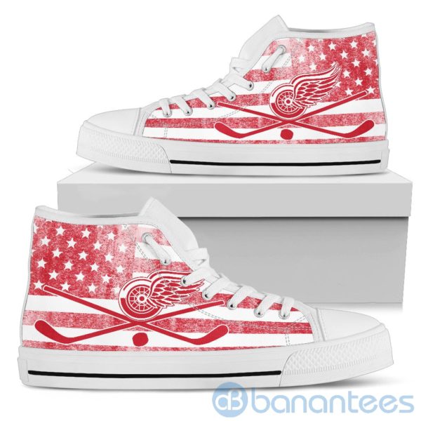 American Flag Style Detroit Red Wings High Top Shoes Product Photo