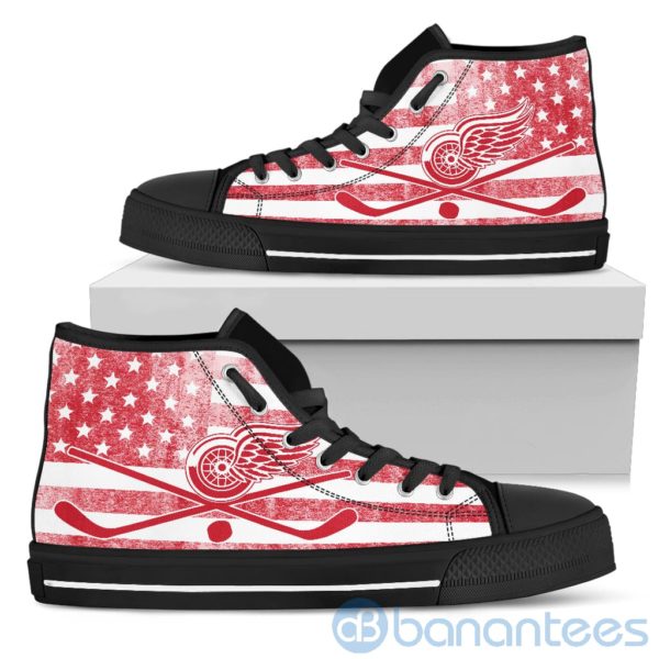 American Flag Style Detroit Red Wings High Top Shoes Product Photo