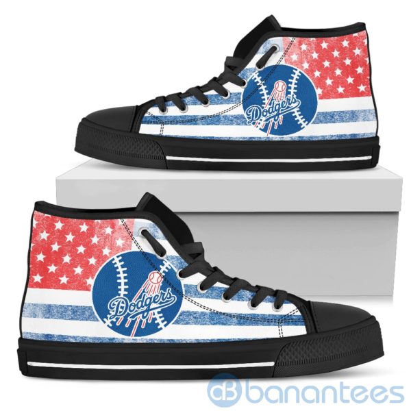 American Flag Style Los Angeles Dodgers High Top Shoes Product Photo