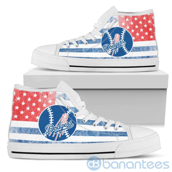 American Flag Style Los Angeles Dodgers High Top Shoes Product Photo