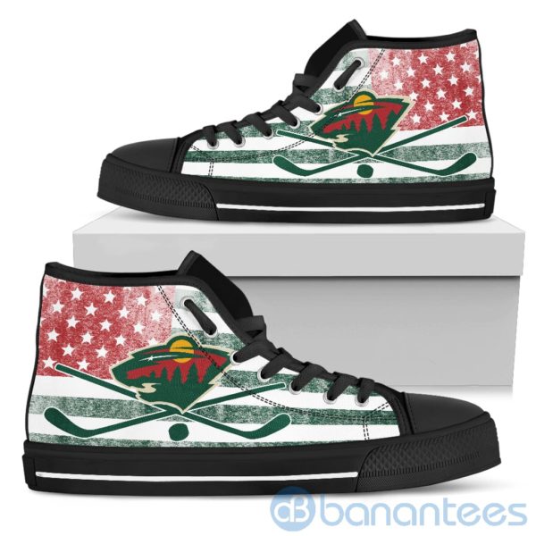American Flag Style Minnesota Wild High Top Shoes Product Photo