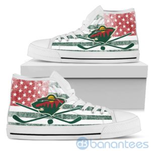 American Flag Style Minnesota Wild High Top Shoes Product Photo