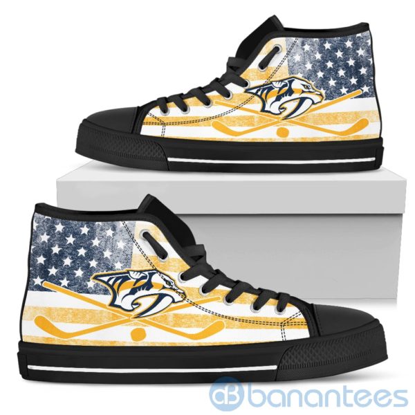 American Flag Style Nashville Predators High Top Shoes Product Photo