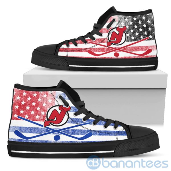 American Flag Style New Jersey Devils High Top Shoes Product Photo