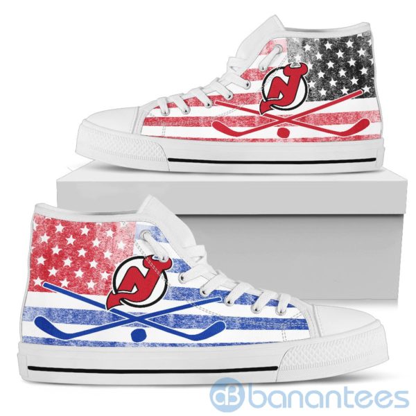American Flag Style New Jersey Devils High Top Shoes Product Photo