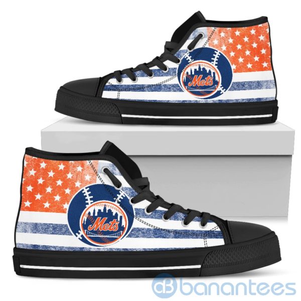 American Flag Style New York Mets High Top Shoes Product Photo
