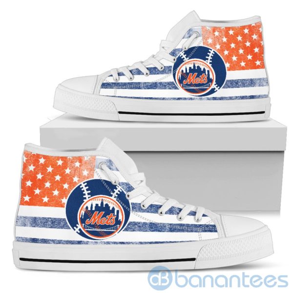 American Flag Style New York Mets High Top Shoes Product Photo