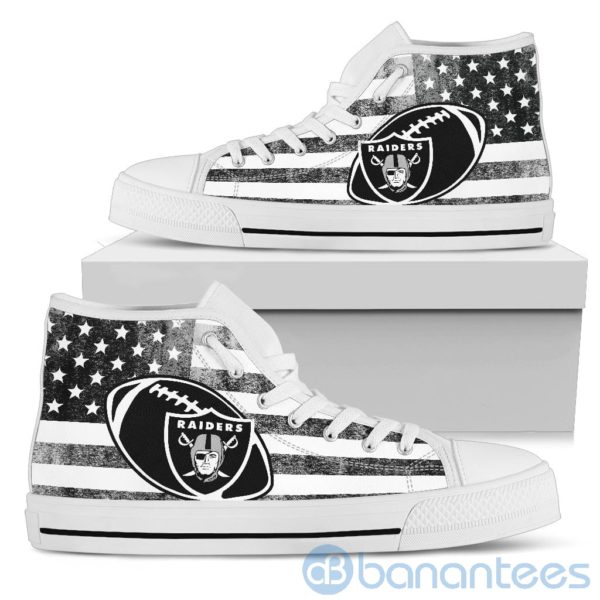 American Flag Style Oakland Raiders High Top Shoes Product Photo