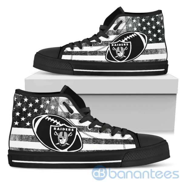 American Flag Style Oakland Raiders High Top Shoes Product Photo