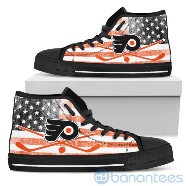American Flag Style Philadelphia Flyers High Top Shoes Product Photo