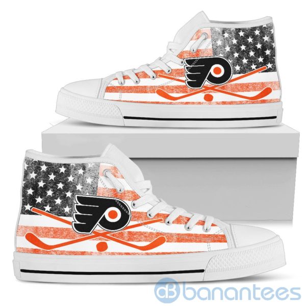 American Flag Style Philadelphia Flyers High Top Shoes Product Photo
