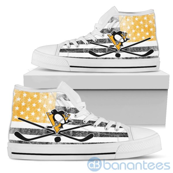American Flag Style Pittsburgh Penguins High Top Shoes Product Photo