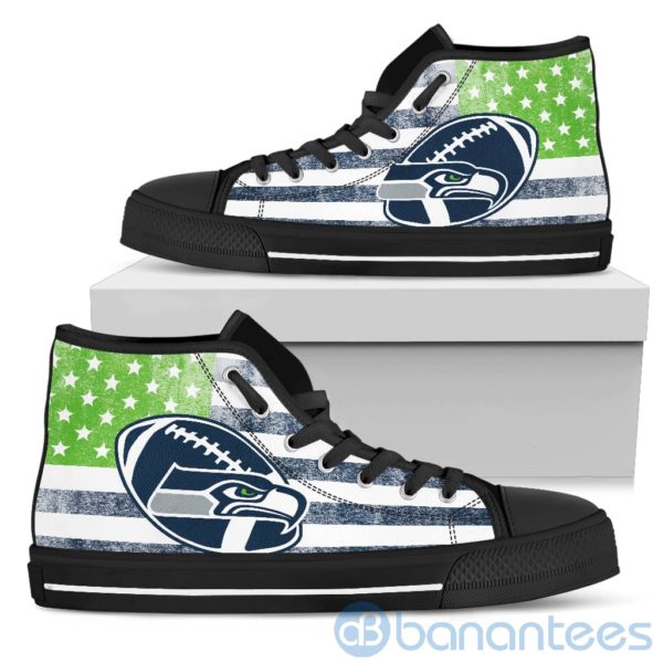 American Flag Style Seattle Seahawks High Top Shoes Product Photo