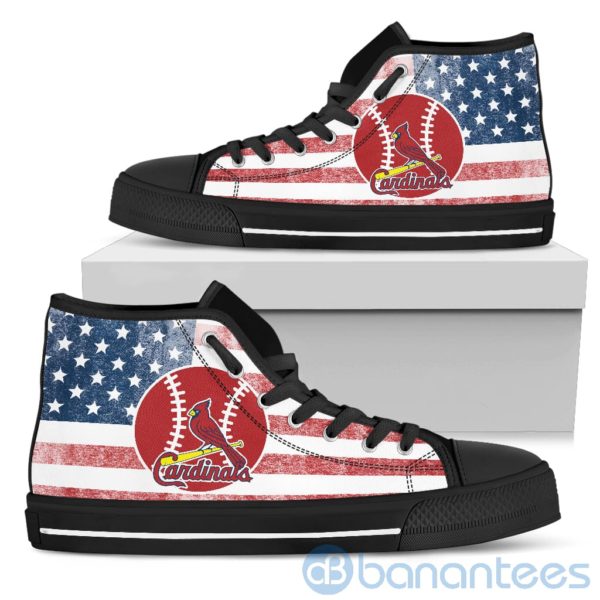 American Flag Style St. Louis Cardinals High Top Shoes Product Photo