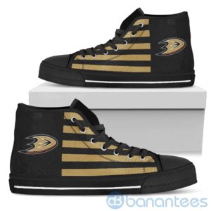 American Flag With Logo Of Anaheim Ducks High Top Shoes Product Photo
