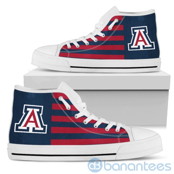 American Flag With Logo Of Arizona Wildcats High Top Shoes Product Photo