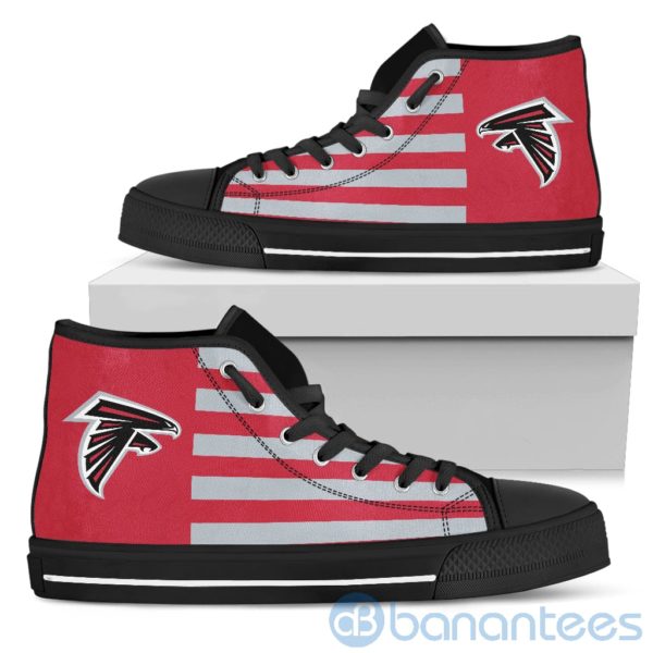 American Flag With Logo Of Atlanta Falcons High Top Shoes Product Photo