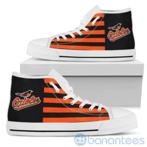 American Flag With Logo Of Baltimore Orioles?High Top Shoes Product Photo