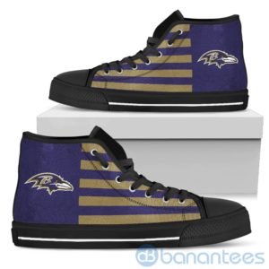 American Flag With Logo Of Baltimore Ravens High Top Shoes Product Photo