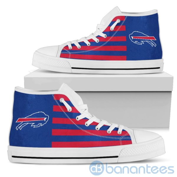 American Flag With Logo Of Buffalo Bills High Top Shoes Product Photo