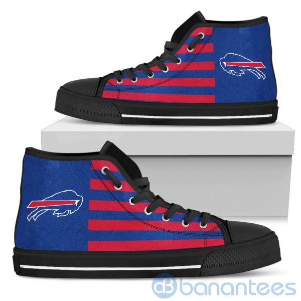 American Flag With Logo Of Buffalo Bills High Top Shoes Product Photo
