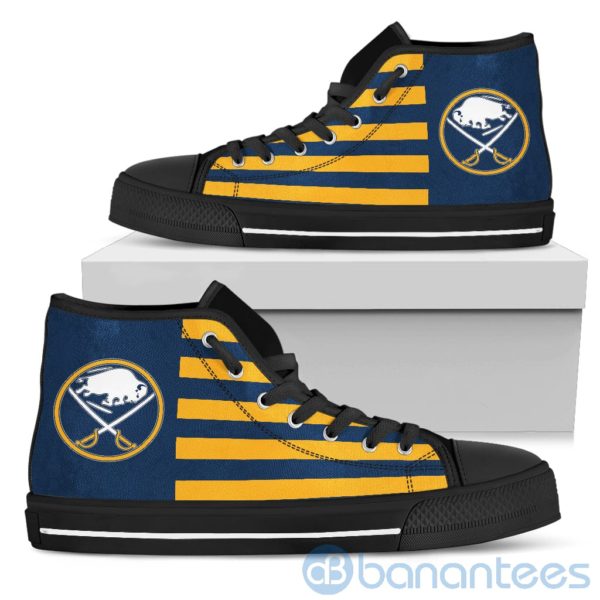 American Flag With Logo Of Buffalo Sabres High Top Shoes Product Photo