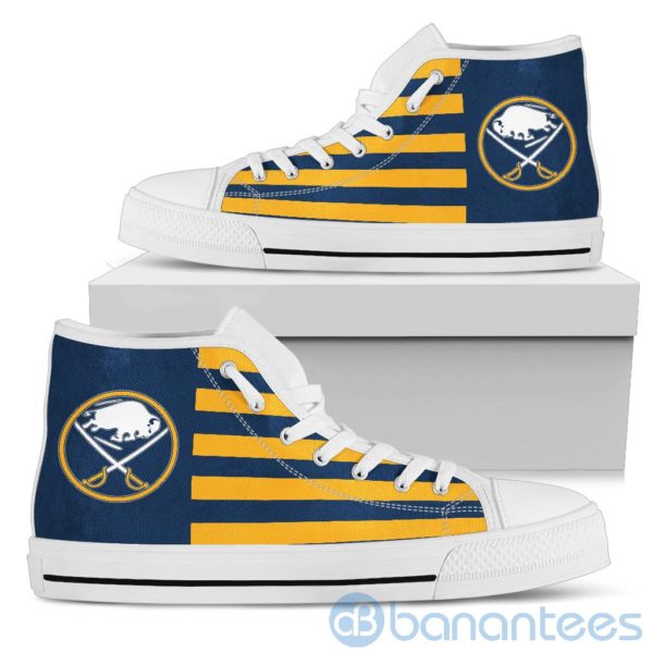 American Flag With Logo Of Buffalo Sabres High Top Shoes Product Photo