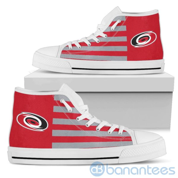 American Flag With Logo Of Carolina Hurricanes High Top Shoes Product Photo