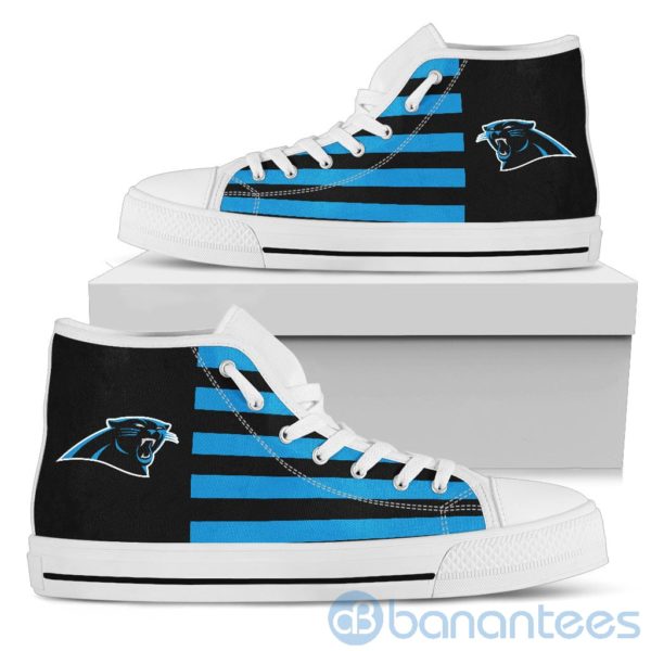 American Flag With Logo Of Carolina Panthers High Top Shoes Product Photo