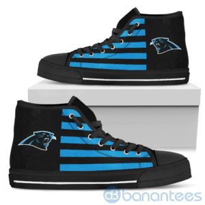 American Flag With Logo Of Carolina Panthers High Top Shoes Product Photo