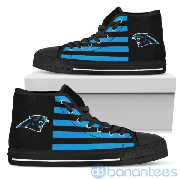American Flag With Logo Of Carolina Panthers High Top Shoes Product Photo