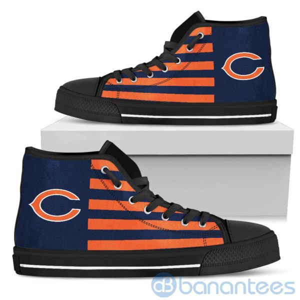 American Flag With Logo Of Chicago Bears High Top Shoes Product Photo
