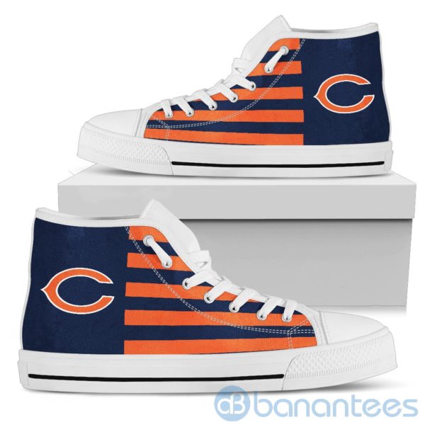American Flag With Logo Of Chicago Bears High Top Shoes Product Photo