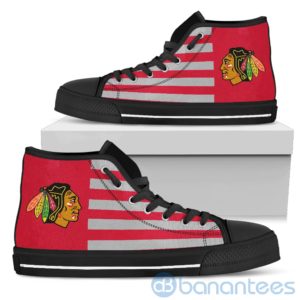 American Flag With Logo Of Chicago Blackhawks High Top Shoes Product Photo