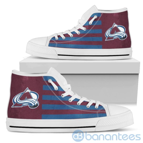 American Flag With Logo Of Colorado Avalanche High Top Shoes Product Photo