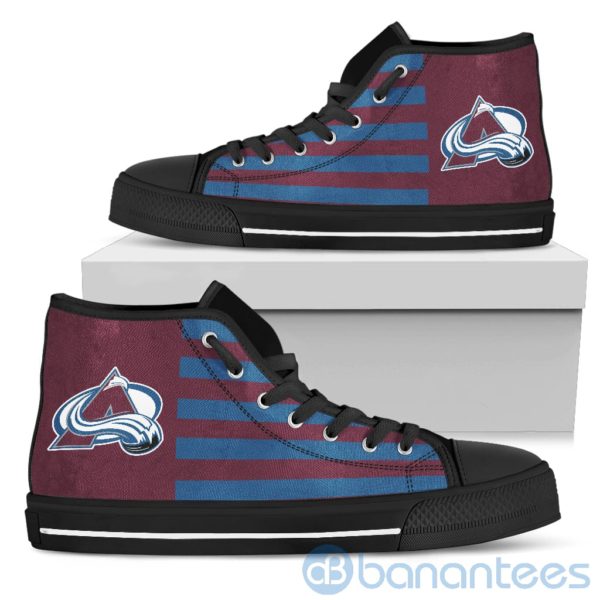 American Flag With Logo Of Colorado Avalanche High Top Shoes Product Photo