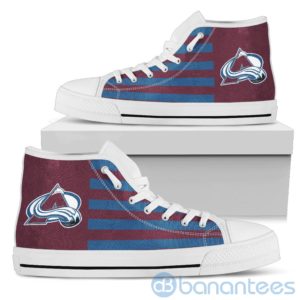 American Flag With Logo Of Colorado Avalanche High Top Shoes Product Photo