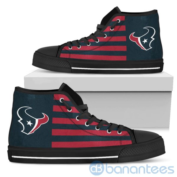 American Flag With Logo Of Houston Texans High Top Shoes Product Photo